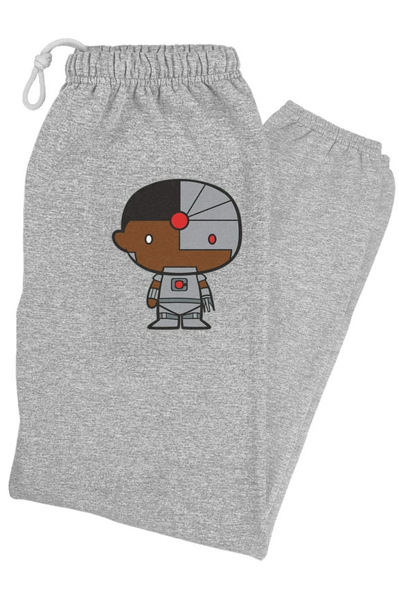 Justice League Cyborg Cute Chibi Character Unisex Jogger Sweatpants for Men and Women, Athletic Heather, Medium