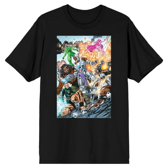 Justice League Cyborg Evil Villains Men's Black T-Shirt-XL
