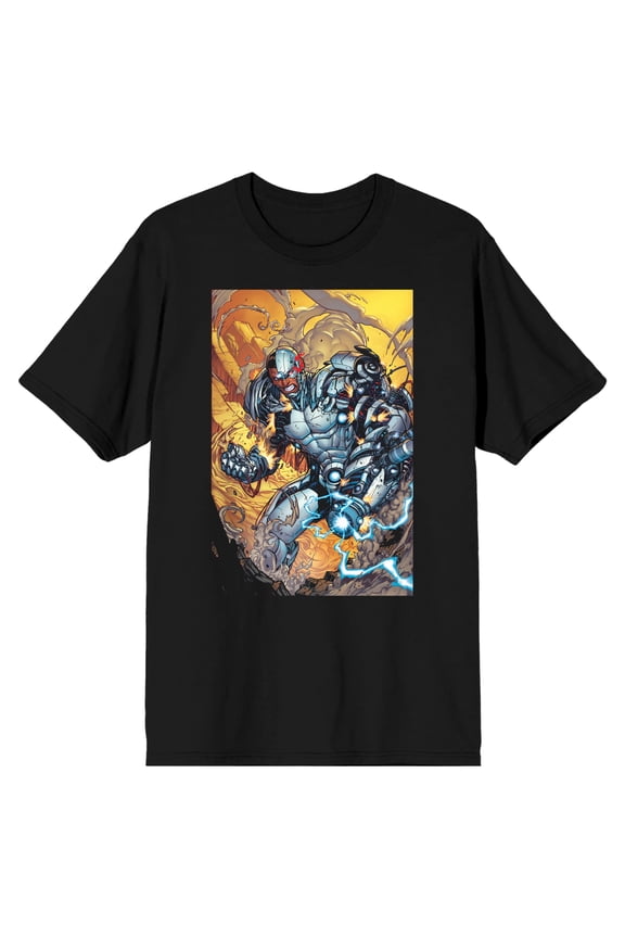 Justice League Cyborg Great Men's Black T-Shirt-Small