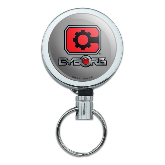 Justice League Cyborg Logo Heavy Duty Metal Retractable Reel ID Badge Key Card Tag Holder with Belt Clip