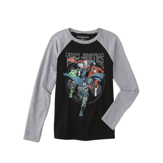 Justice League DC Comics Boys Team Justice Raglan Tee Long Sleeve T-Shirt Large