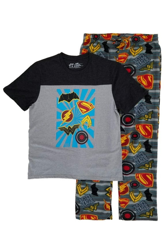Justice League DC Comics Mens 2pc T-Shirt & Fleece Pants Sleepwear Pajama Set XL