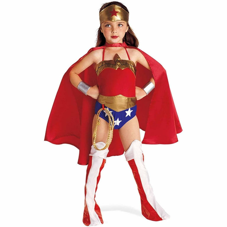 Rubies Costume Company Kids DC Comics Justice League Wonder Woman Costume, White/Red/Blue, S