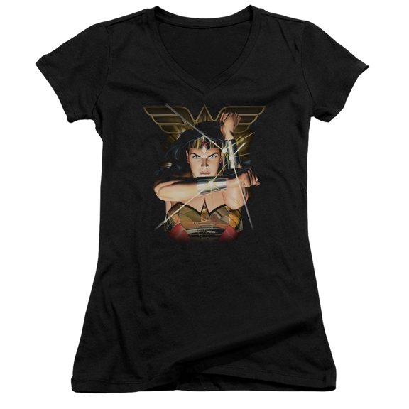 Justice League - Deflection - Juniors Cap Sleeve V-Neck Shirt - Small