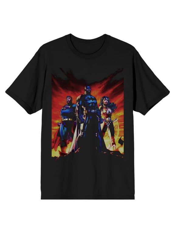 Justice League Dream Team Men's Black T-shirt-5XL