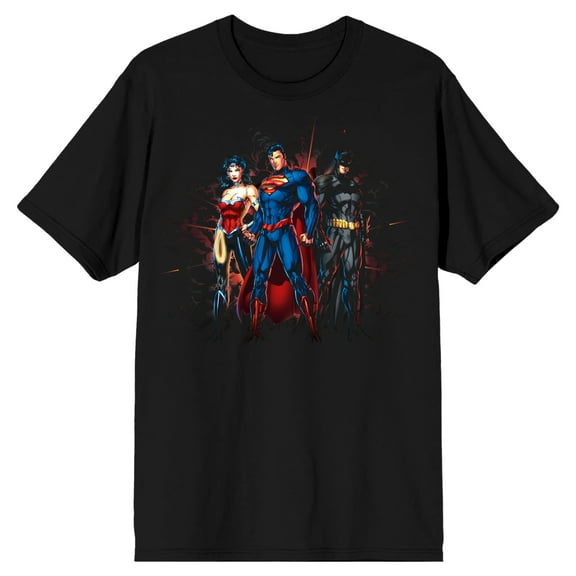 Justice League Dream Team Trio Men's Black T-shirt-3XL