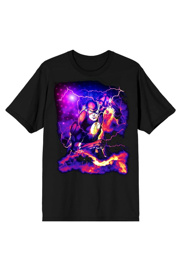 Justice League Flash Graphic Men's Black T-Shirt-Medium