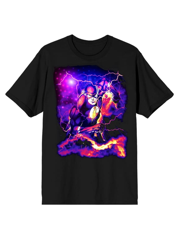 Justice League Flash Graphic Men's Black T-Shirt-XS