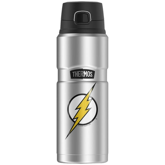 Justice League Flash Logo, THERMOS STAINLESS KING Stainless Steel Drink Bottle, Vacuum insulated & Double Wall, 24oz