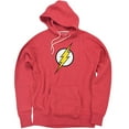 thumbnail image 1 of Justice League Flash Logo Unisex Adult Slim Fit Pull-Over Heather Hoodie, Red, Large, 1 of 5
