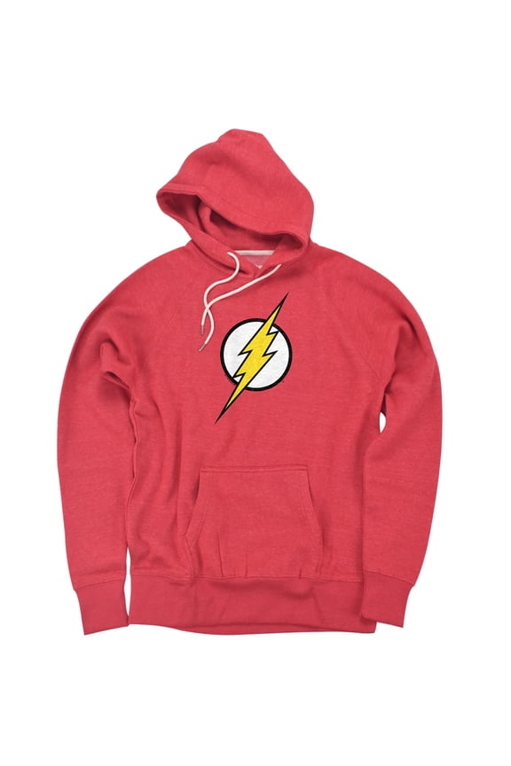 Flash Logo Unisex Adult Slim Fit Pull-Over Heather Hoodie, Red, Medium