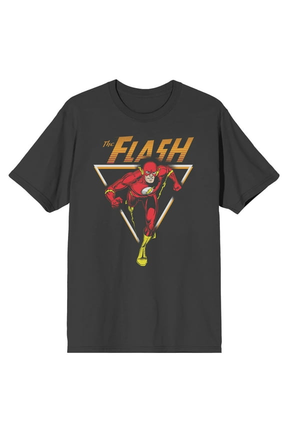 Justice League Flash Triangle Frame Men's Charcoal T-shirt - XL