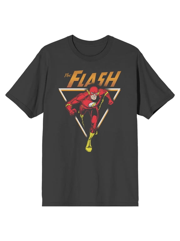 Justice League Flash Triangle Frame Men's Charcoal T-shirt - XL