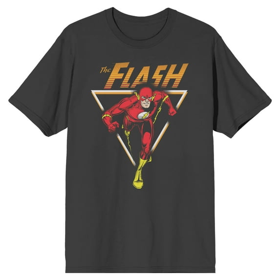 Justice League Flash Triangle Frame Men's Charcoal T-shirt - XXL