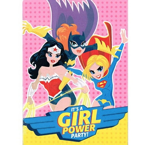 Justice League Girls Invitations and Thank You Notes (8ct ea.)