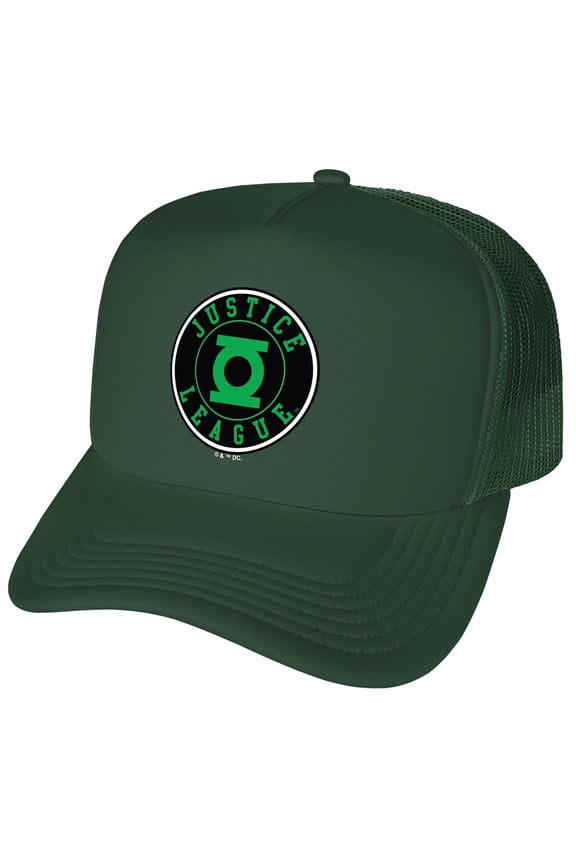 Justice League Green Lantern Athletic Logo Foam Snapback Trucker Hat - Unisex for Men and Women