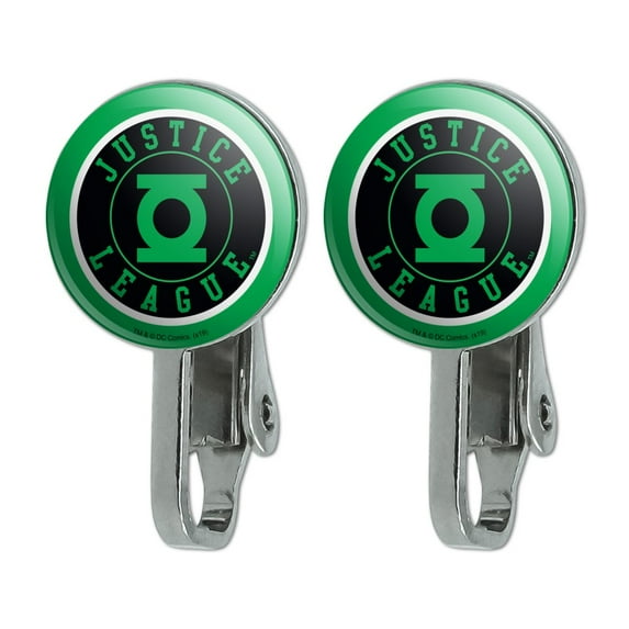 Justice League Green Lantern Athletic Logo Novelty Clip-On Stud Earrings