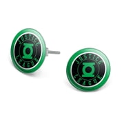Justice League Green Lantern Athletic Logo Novelty Silver Plated Stud Earrings