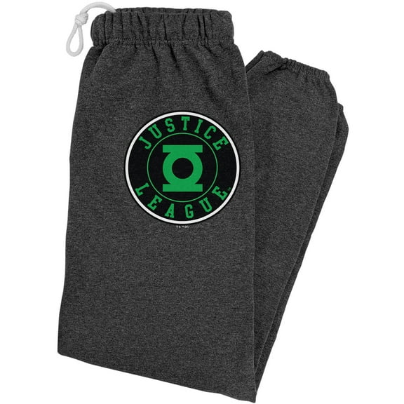 Justice League Green Lantern Athletic Logo Unisex Jogger Sweatpants for Men and Women, Charcoal Heather, X-Large