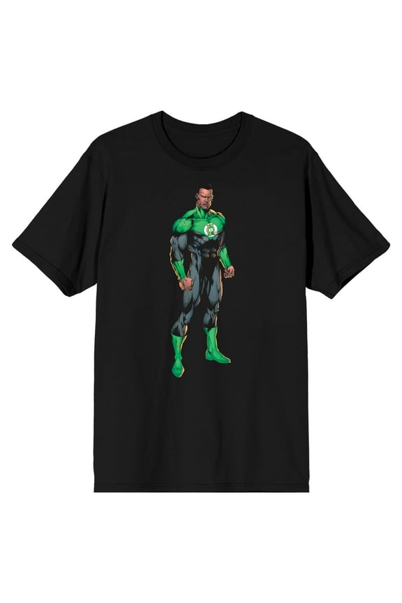 Justice League Green Lantern Superhero Men's Black T-Shirt-XXL