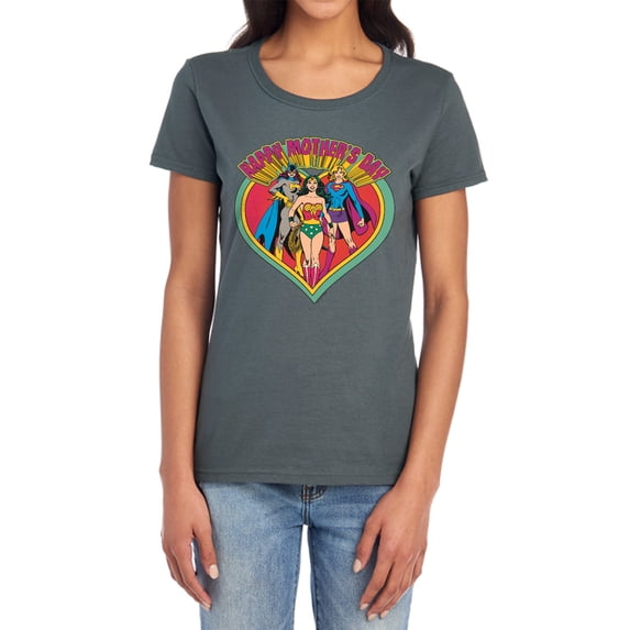 Justice League Happy Mother's Day Women's T Shirt, Charcoal, Medium
