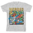 thumbnail image 1 of Justice League Heroes Boy's Heather Grey T-shirt-Small, 1 of 3