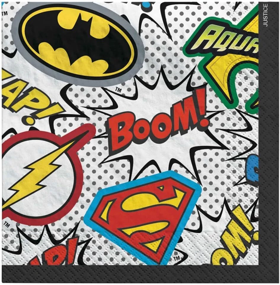 Justice League Heroes Unite Dc Superhero Birthday Party Paper Beverage Napkins