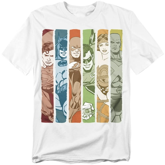 Justice League Heroes in Bars T-Shirt-Men's Small