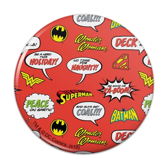 Justice League Holiday Speech Bubbles Pattern Kitchen Refrigerator Locker Button Magnet