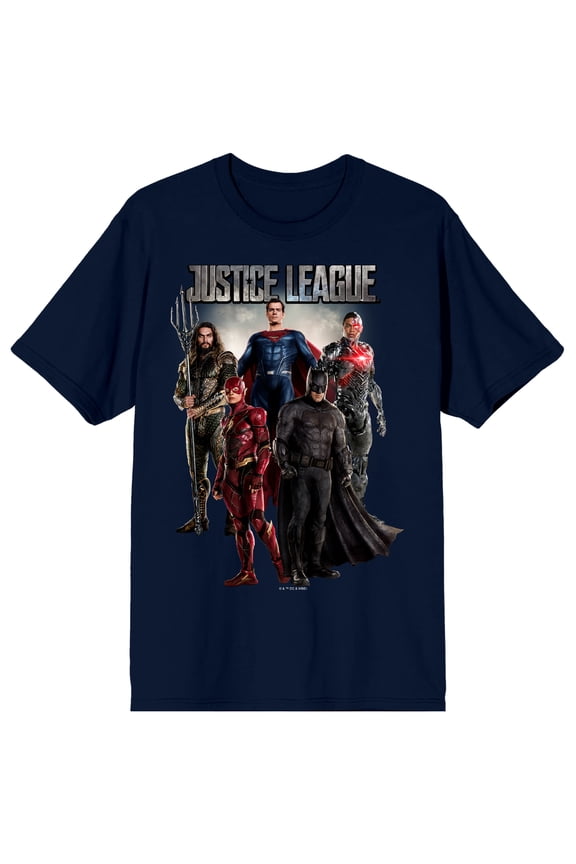 Justice League Join The League Favorite Characters Men's Navy Blue Short Sleeve Tee-XL