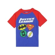 Justice League Little Boys Hero Logos Raglan Tee