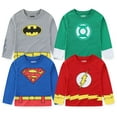 thumbnail image 1 of Justice League Long Sleeve Shirt (Boys), 4 Pack, Sizes 3T-8, 1 of 9