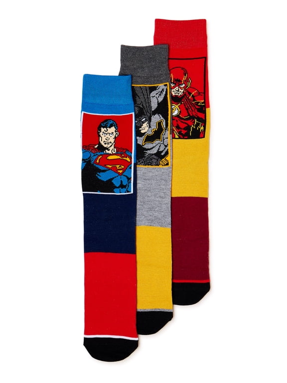 Justice League Men's Crew Socks, 3-Pack
