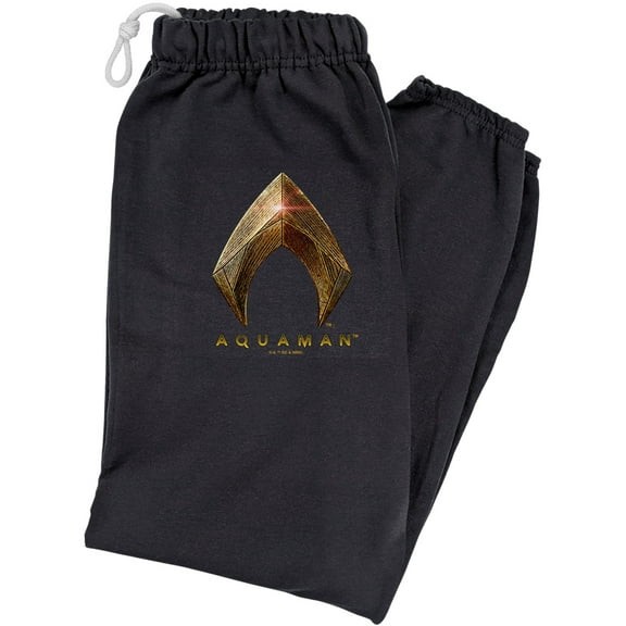 Justice League Movie Aquaman Logo Unisex Jogger Sweatpants for Men and Women, Black, Large