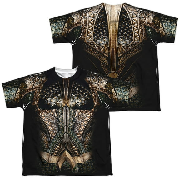 Justice League Movie - Aquaman Uniform (Front/Back Print) - Youth Short Sleeve Shirt - X-Large