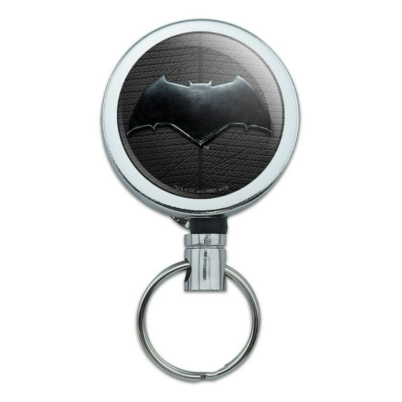 Justice League Movie Batman Logo Heavy Duty Metal Retractable Reel ID Badge Key Card Tag Holder with Belt Clip