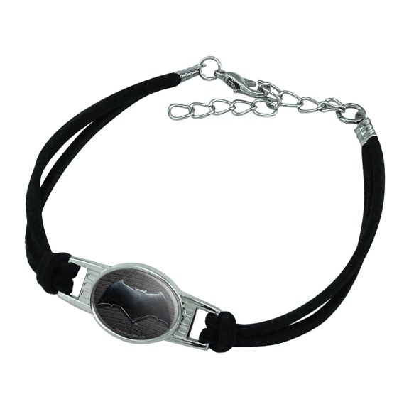 Justice League Movie Batman Logo Novelty Suede Leather Metal Bracelet