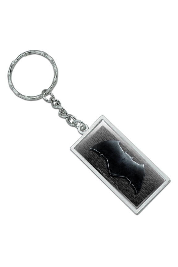 Justice League Movie Batman Logo Rectangle Chrome Plated Metal Keychain Key Chain