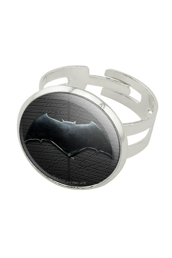 Justice League Movie Batman Logo Silver Plated Adjustable Novelty Ring