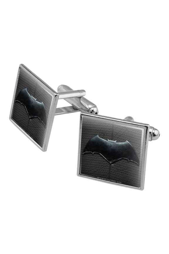 Justice League Movie Batman Logo Square Cufflink Set - Silver or Gold