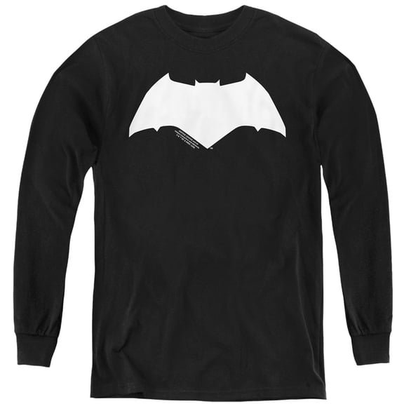 Justice League Movie Batman Solid Color Kids Long Sleeve T Shirt (Small) for Youth Boys and Girls, Black