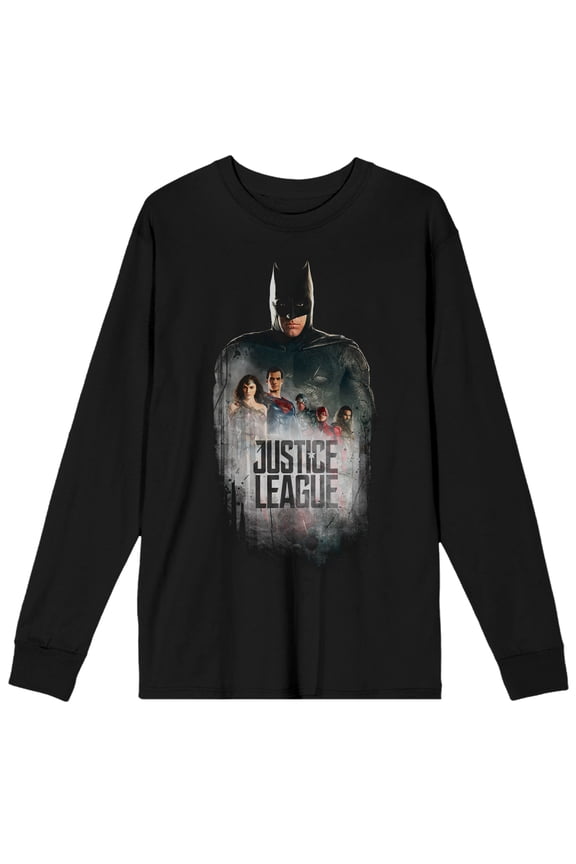 Justice League Movie Batman Trap Graphics Men's Black Long Sleeve Shirt-XS