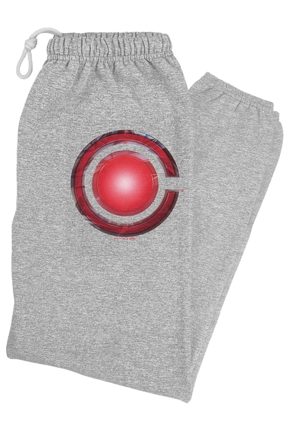 Justice League Movie Cyborg Logo Unisex Jogger Sweatpants for Men and Women, Athletic Heather, Medium