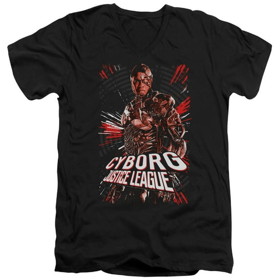 Justice League Movie - Cyborg - Slim Fit V Neck Shirt - Small