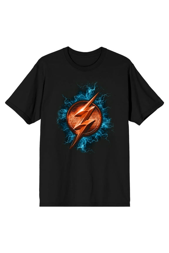 Justice League Movie Flash Insignia Men's Black T-shirt-XL