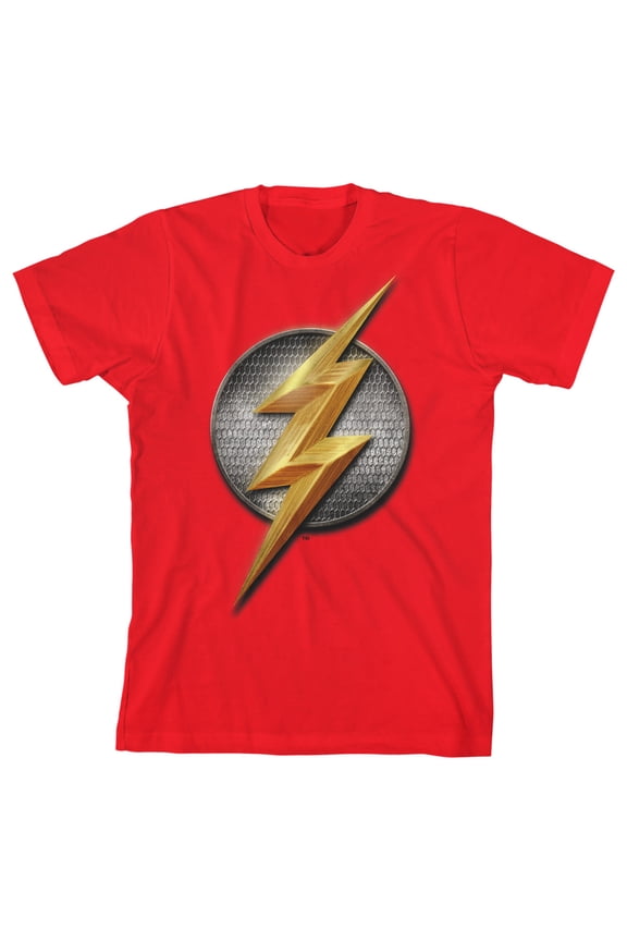 Justice League Movie Flash Logo Boy's Red T-shirt-XS