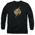 thumbnail image 1 of Justice League Movie Flash Logo Long Sleeve Adult 18/1 T-Shirt Black, 1 of 1