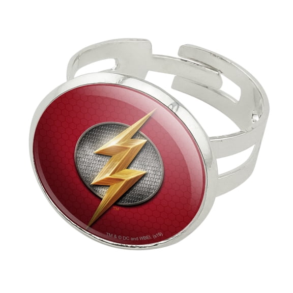 Justice League Movie Flash Logo Silver Plated Adjustable Novelty Ring