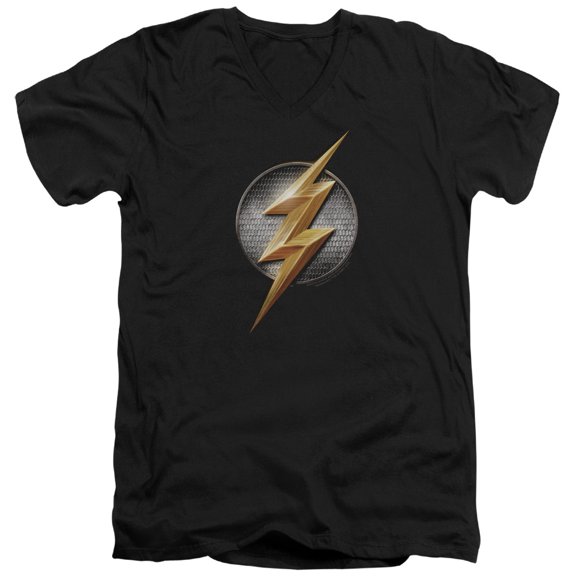 Justice League Movie - Flash Logo - Slim Fit V Neck Shirt - Large