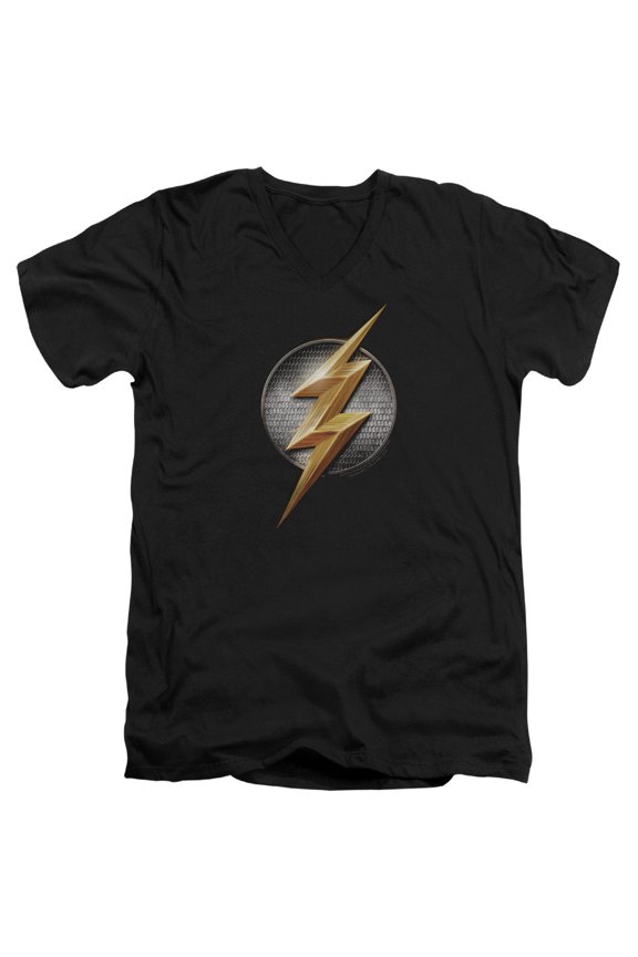 Justice League Movie - Flash Logo - Slim Fit V Neck Shirt - Large